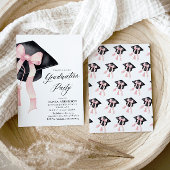 モダンエレガントトレンディースタイリッシュピンクボウ卒業 招待状