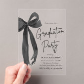 モダンエレガントトレンディースタイリッシュブラックボウ卒業 アクリル招待状 (インサイチュ (ポータブル))