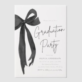 モダンエレガントトレンディースタイリッシュブラックボウ卒業 ベラム紙招待状