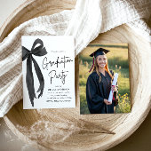 モダンエレガントトレンディースタイリッシュブラックボウ卒業 招待状