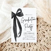 モダンエレガントトレンディースタイリッシュブラックボウ卒業 招待状