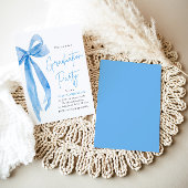 モダンエレガントトレンディースタイリッシュブルーボウ卒業 招待状