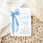 モダンエレガントトレンディースタイリッシュブルーボウ卒業 招待状