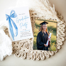 モダンエレガントトレンディースタイリッシュブルーボウ卒業