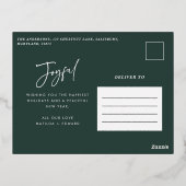 モダンエレガントトレンディータイポグラフィグリーン1枚 箔シーズンポストカード (裏面)