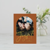 モダンエレガントトレンディータイポグラフィrust 1写真 箔シーズンポストカード (立ち正面)