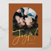 モダンエレガントトレンディータイポグラフィrust 1写真 箔シーズンポストカード (正面)