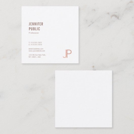 モダンエレガントトレンディーデザインイニシャルテンプレートトップ スクエア名刺 (正面/裏面)