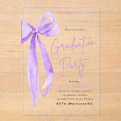 モダンエレガントトレンディーパープルボウ卒業パーティー アクリル招待状 (正面)