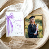 モダンエレガントトレンディーパープルボウ卒業 招待状