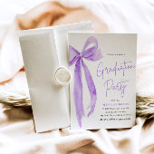 モダンエレガントトレンディーパープルボウ卒業 招待状