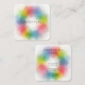 モダンエレガントトレンディーレインボーカラーテンプレート スクエア名刺 (正面/裏面)