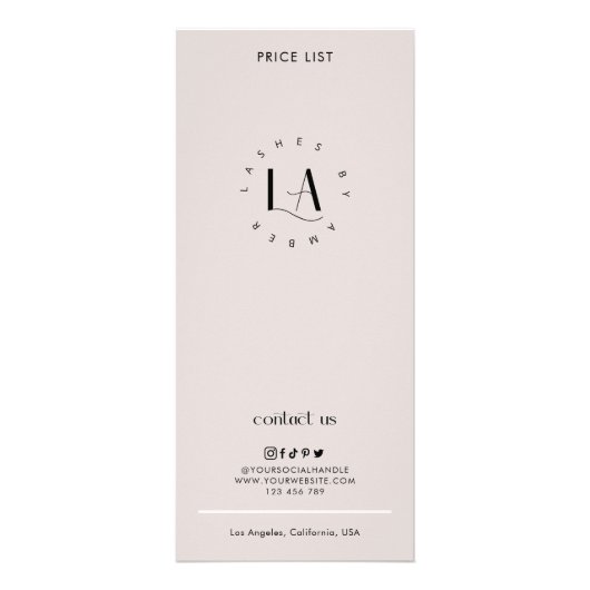 モダンエレガントトレンディーロゴの価格表 ラックカード (裏面)