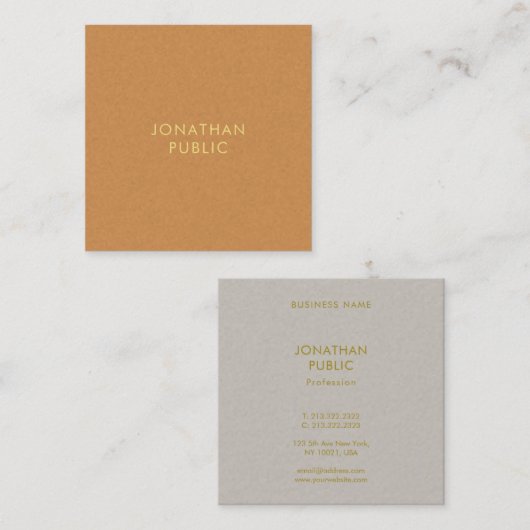 モダンエレガントトレンディー色プロフェッショナルテンプレート スクエア名刺 (正面/裏面)