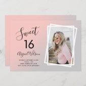 モダンエレガントトレンディーsweet sixteen誕生会 招待状 (正面/裏面)