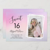 モダンエレガントトレンディーsweet sixteen誕生会 招待状 (正面/裏面)