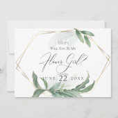 モダンエレガントトロピカルリーフ 私のフラワーガールに 招待状 (正面)