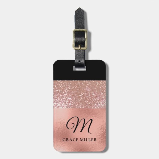 モダンエレガントバラパーソナライズされた金ゴールド ラゲッジタグ (正面縦)