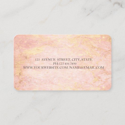 モダンエレガントバラ大理石ブラック、金ゴールド、はさみ 名刺 (裏面)