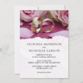 モダンエレガントバラ紫の結婚リングや輪 招待状 (正面)