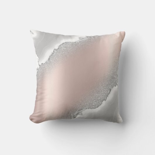 モダンエレガントバラ金ゴールドグリッターシルバーマーブル クッション (正面)