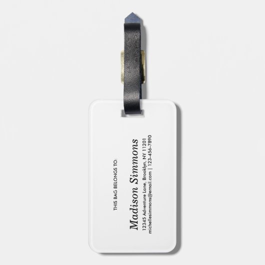 モダンエレガントバラ金ゴールドグリッタースクリプトモノグラム ラゲッジタグ (裏面縦)