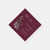 モダンエレガントバラ金ゴールドグリッターフローラ&ブルゴーニュ スタンダードカクテルナプキン (角)