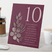 モダンエレガントバラ金ゴールドグリッターフローラ&ブルゴーニュ 台座サイン (インサイチュ)