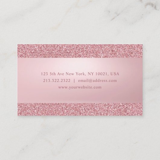 モダンエレガントバラ金ゴールドグリッター手書き名 名刺 (裏面)