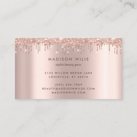 モダンエレガントバラ金ゴールドグリッター美しいサロン 名刺 (裏面)