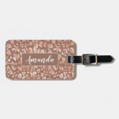 モダンエレガントバラ金ゴールドグリッターLeopard Print ラゲッジタグ (正面横)