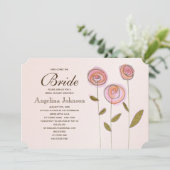 モダンエレガントバラ金ゴールドフローラブライダルシャワー 招待状 (スタンド正面)