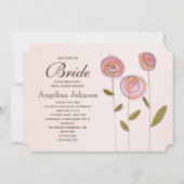 モダンエレガントバラ金ゴールドフローラブライダルシャワー 招待状 (正面)