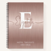 モダンエレガントバラ金ゴールドブラッシュド金モノグラムの属 ノートブック (正面)