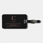 モダンエレガントバラ金ゴールドモノグラムのスクリプト ラゲッジタグ (裏面横)