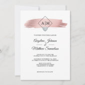 モダンエレガントバラ金ゴールド大理石ハート結婚ズ 招待状 (正面)