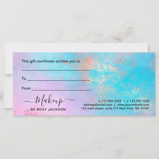 モダンエレガントバラ金ゴールド水彩絵画家 (裏面)