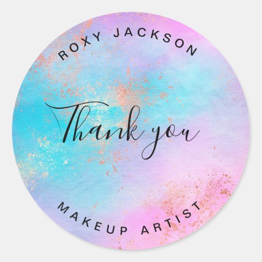 モダンエレガントバラ金ゴールド水彩絵画家 ラウンドシール (正面)