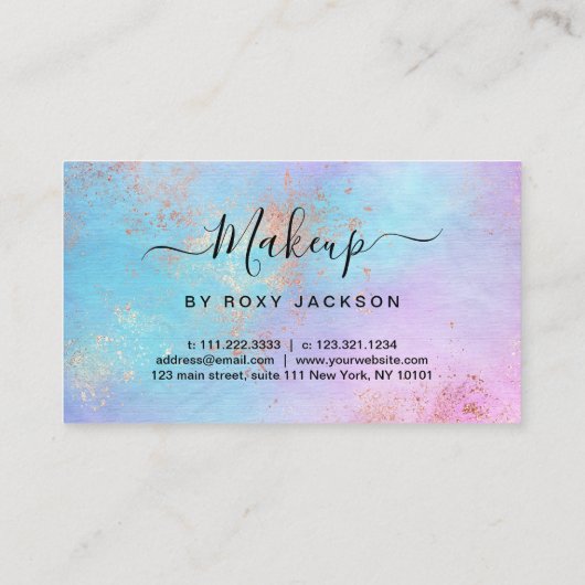 モダンエレガントバラ金ゴールド水彩絵画家 名刺 (裏面)