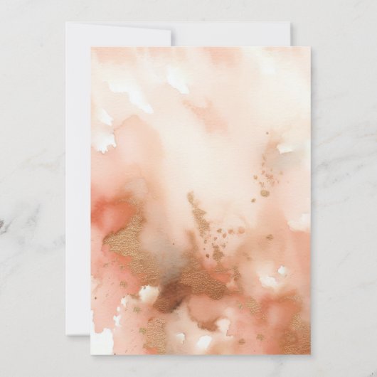 モダンエレガントバラ金ゴールド水結婚色 招待状 (裏面)