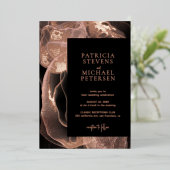 モダンエレガントバラ金ゴールド結婚ブラック 箔招待状 (立ち正面)