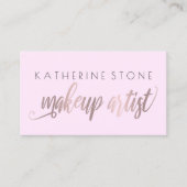 モダンエレガントバラ金ゴールド薄紫メーキャップ 名刺 (正面)