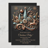 モダンエレガントバラ金ゴールド 招待状 (正面/裏面)