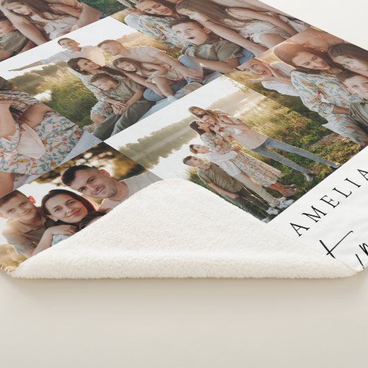 モダンエレガントパーソナライズされた写真家族 シェルパブランケット (3/4)