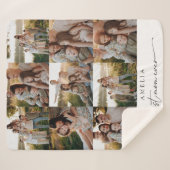 モダンエレガントパーソナライズされた写真家族 シェルパブランケット (正面(横))