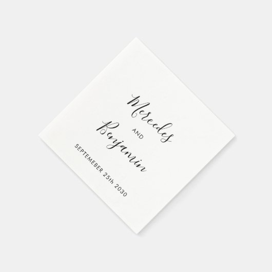 モダンエレガントパーソナライズされた書結婚の スタンダードカクテルナプキン (角)