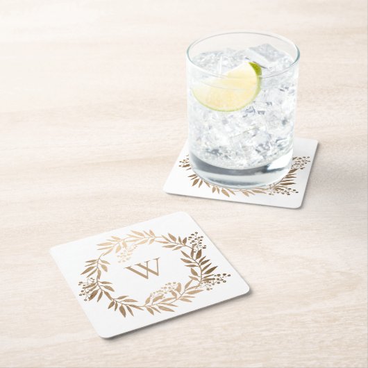 モダンエレガントパーソナライズされた金ゴールド スクエアペーパーコースター (インサイチュ)