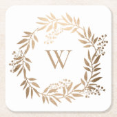 モダンエレガントパーソナライズされた金ゴールド スクエアペーパーコースター (正面)