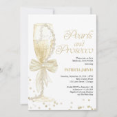モダンエレガントパールとプロセッコ ブライダルシャワー 招待状 (正面)