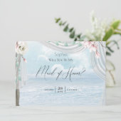 モダンエレガントビーチアーバービーミーメイド・オブ・オーナー(花嫁付き添い人) 招待状 (スタンド正面)